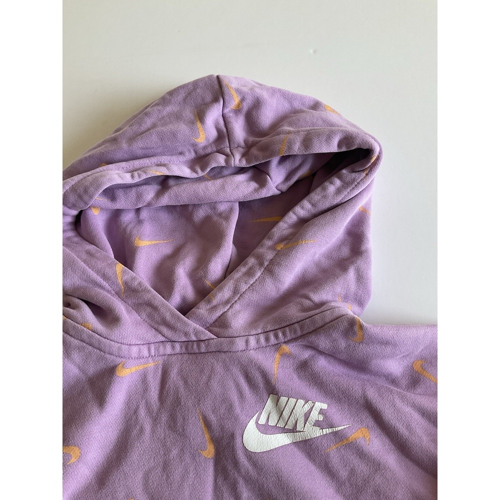 Nike Girls Crop Hoodie Purple Orange Large Standard Fit - Picture 3 of 11